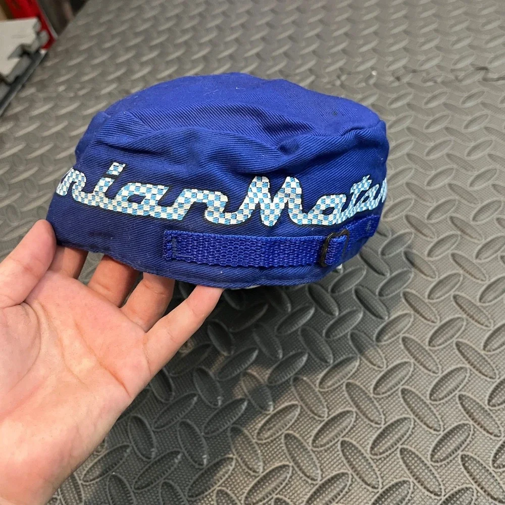 Vintage BMW Flat Brim Cap Mens OS Blue Black Bavarian Motor Works Racing Hat